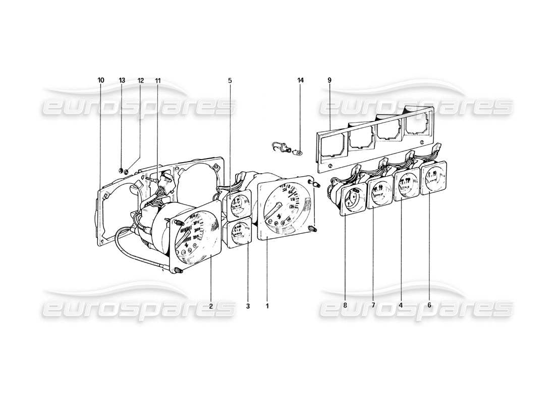 ferrari 365 gt4 2+2 coachwork diagramma delle parti degli strumenti