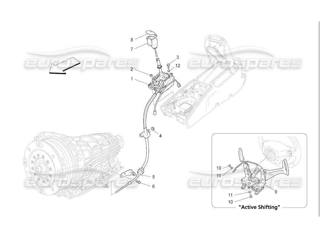 maserati qtp. (2007) 4.2 auto comandi del conducente per il diagramma delle parti del cambio automatico