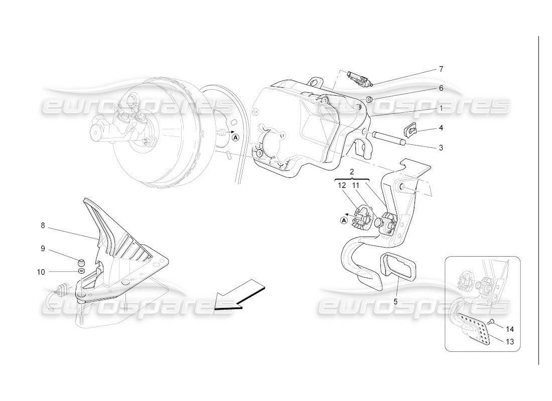 maserati qtp. (2007) 4.2 auto schema completo delle parti dell'unità pedaliera