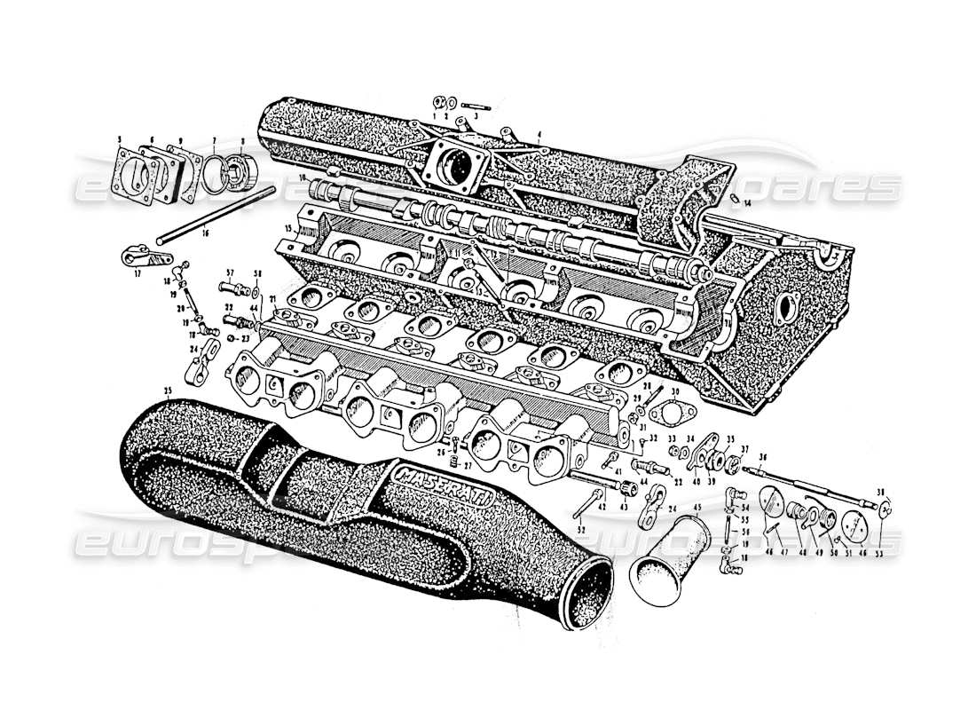 maserati 3500 gt schema delle parti del collettore di aspirazione gti