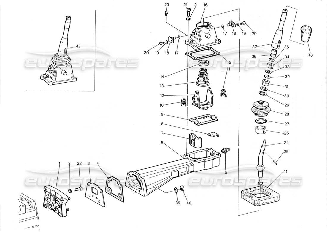 maserati 228 trasmissione - diagramma delle parti comandi esterni