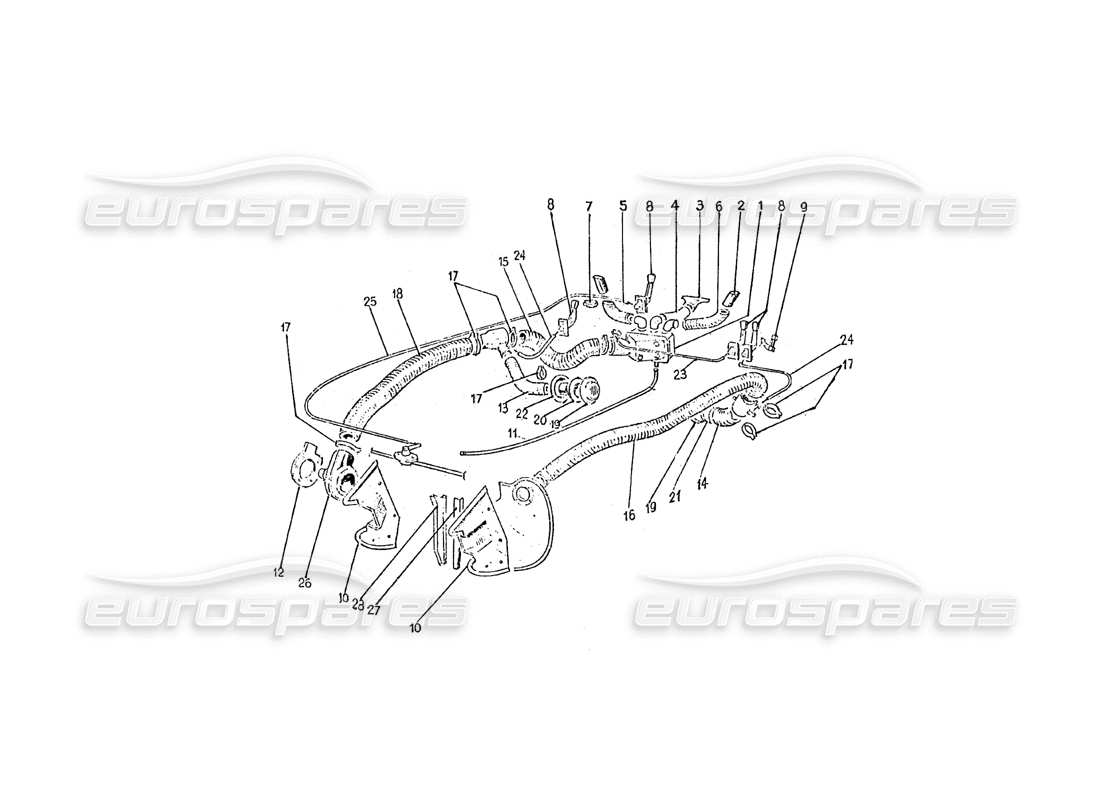 ferrari 275 (pininfarina coachwork) schema delle parti del gruppo riscaldamento aerazione