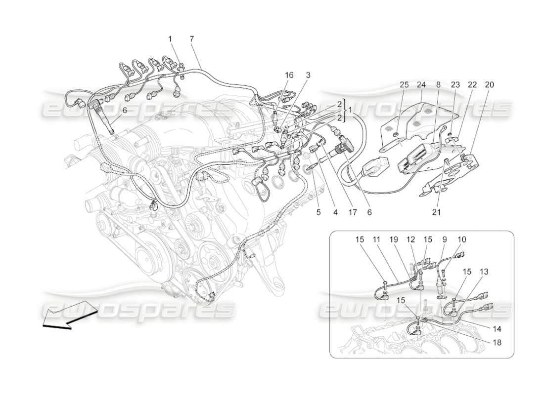 maserati grancabrio (2011) 4.7 controllo elettronico: controllo iniezione e fasatura motore diagramma delle parti