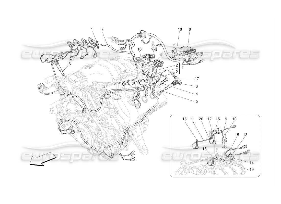 maserati qtp. (2007) 4.2 auto controllo elettronico: diagramma delle parti di controllo dell'iniezione e della fasatura del motore