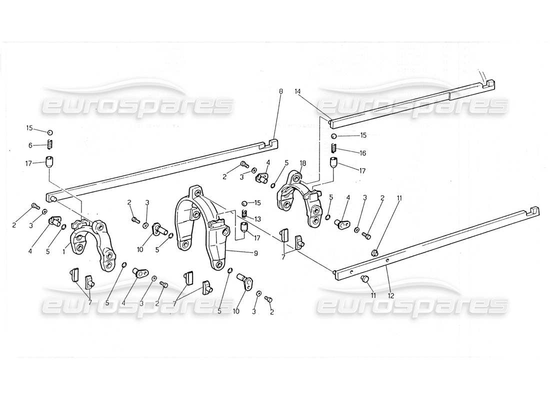 maserati 228 trasmissione - schema delle parti dei comandi interni