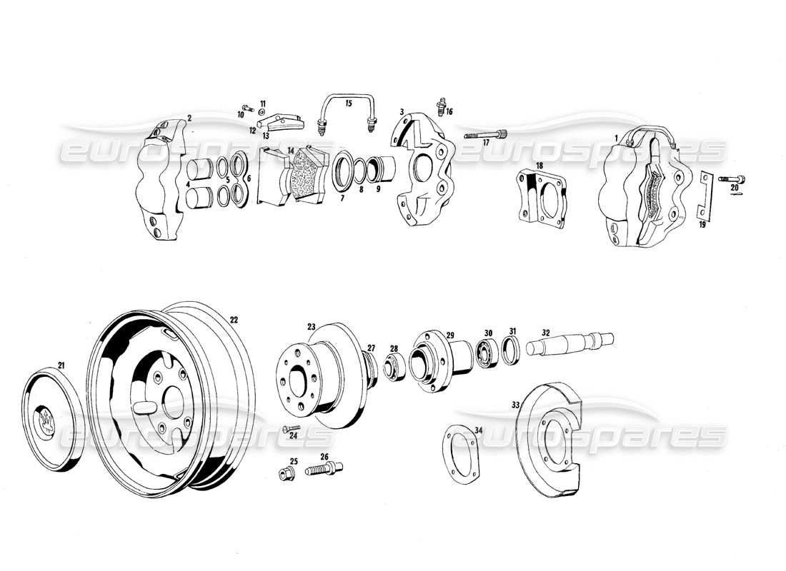 maserati mexico ruote anteriori e freni diagramma delle parti