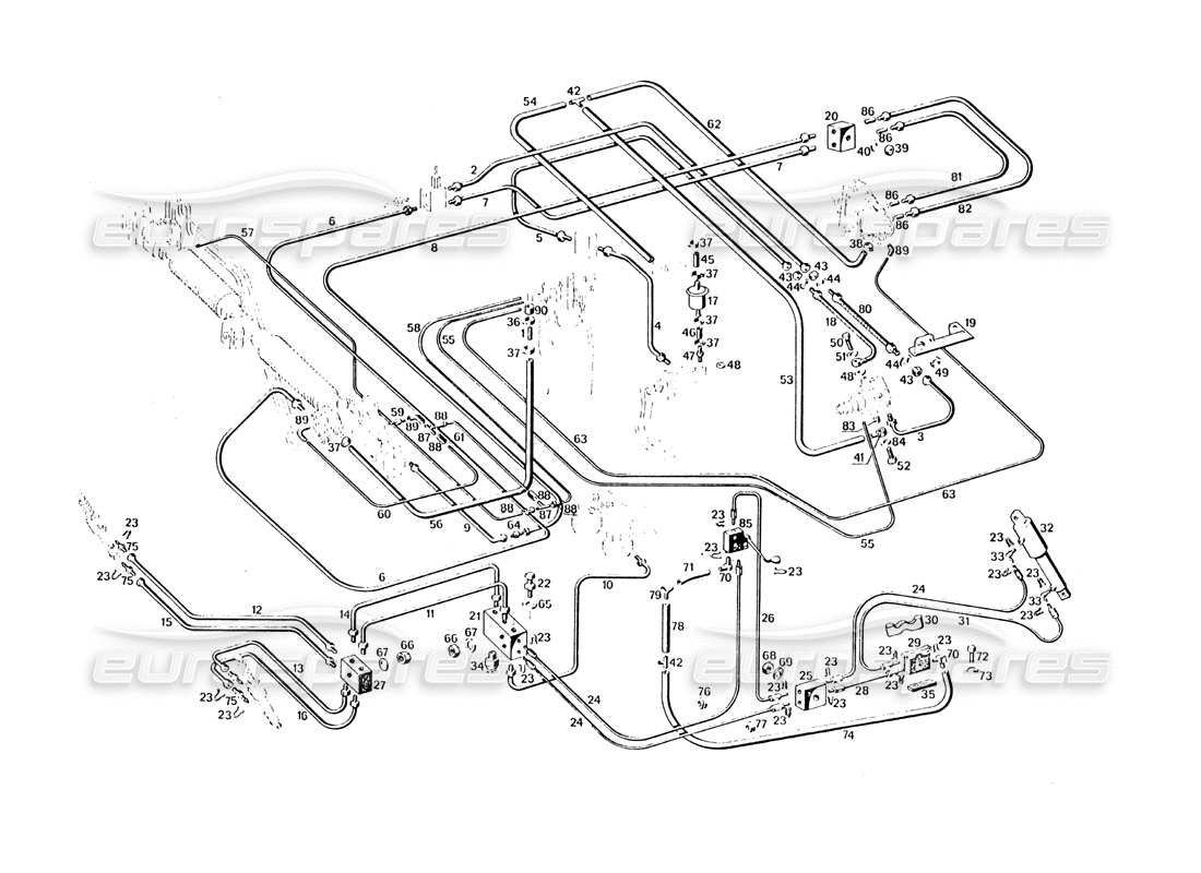maserati khamsin sistema di frenata diagramma delle parti