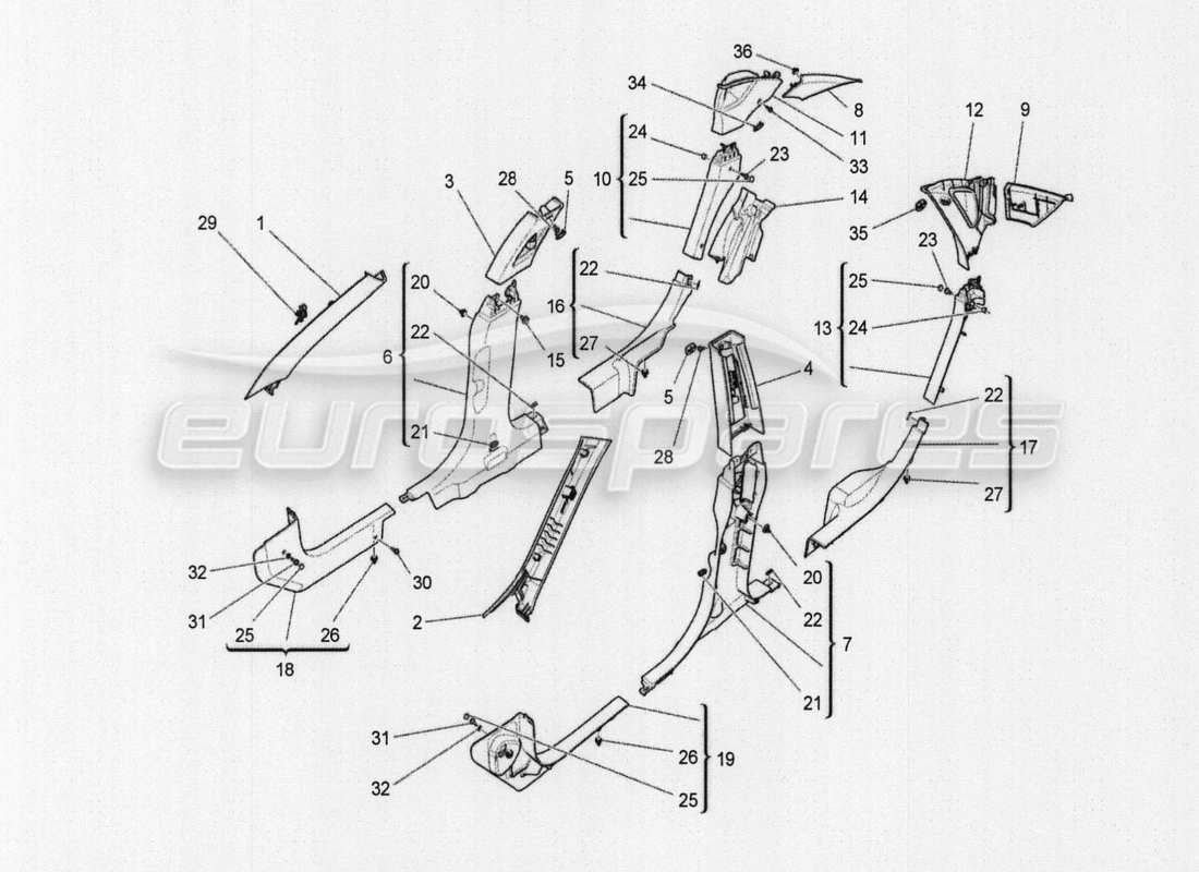 maserati qtp. v8 3.8 530bhp auto 2015 sedili posteriori: meccanica ed elettronica schema delle parti