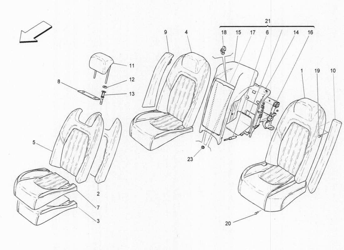 maserati qtp. v6 3.0 bt 410bhp 2015 sedili posteriori schema delle parti