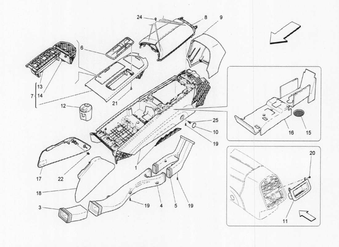 maserati qtp. v6 3.0 bt 410bhp 2015 schema delle parti della console centrale