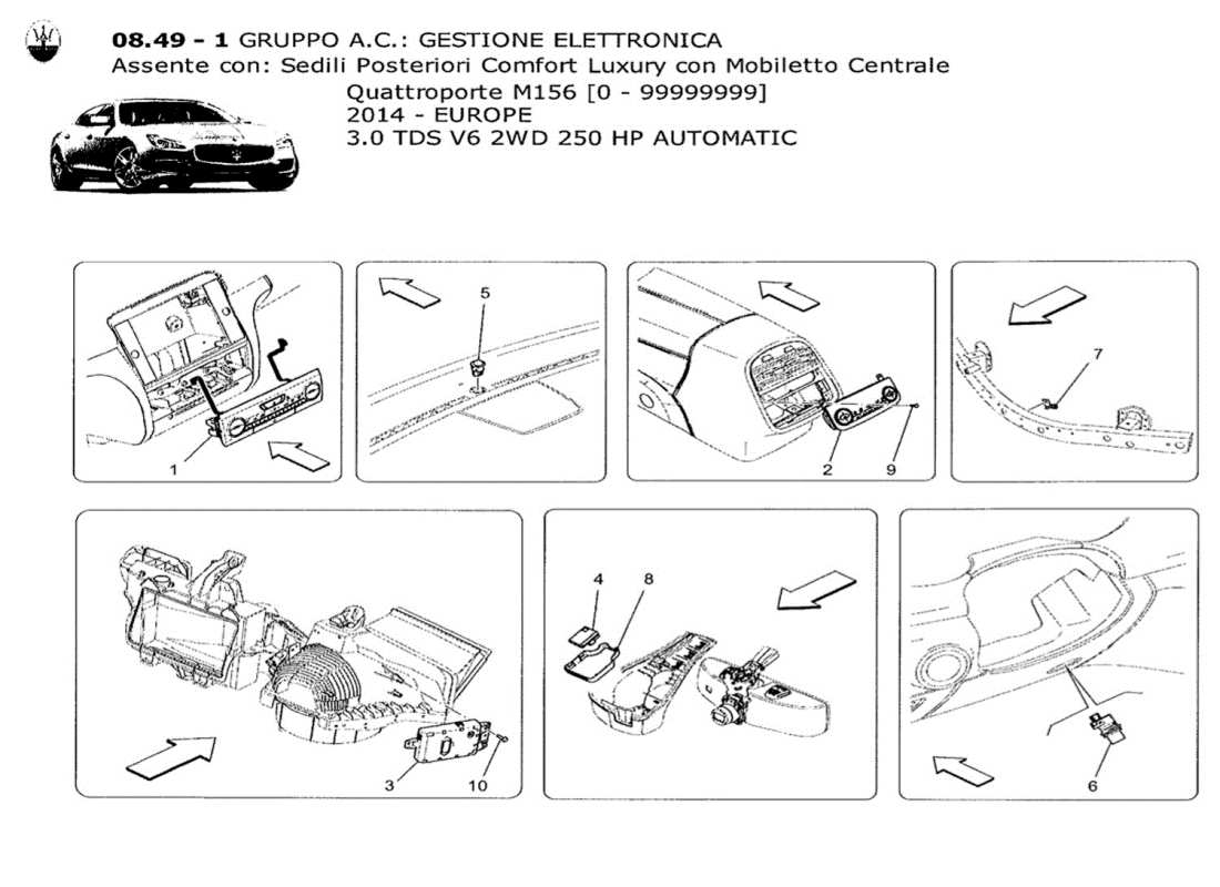maserati qtp. v6 3.0 tds 250bhp 2014 unità a c: diagramma delle parti del controllo elettronico