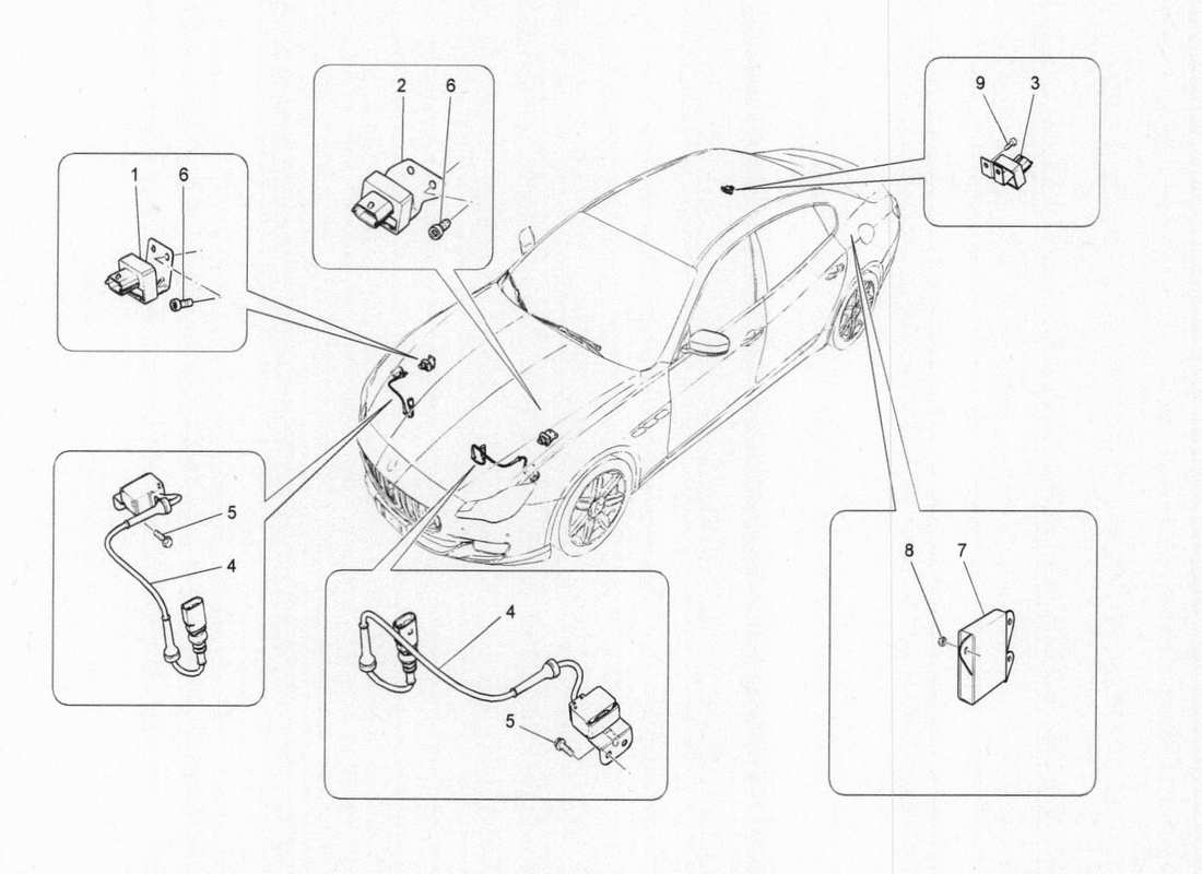 maserati qtp. v6 3.0 bt 410bhp 2015 diagramma delle parti del controllo elettronico (sospensione).