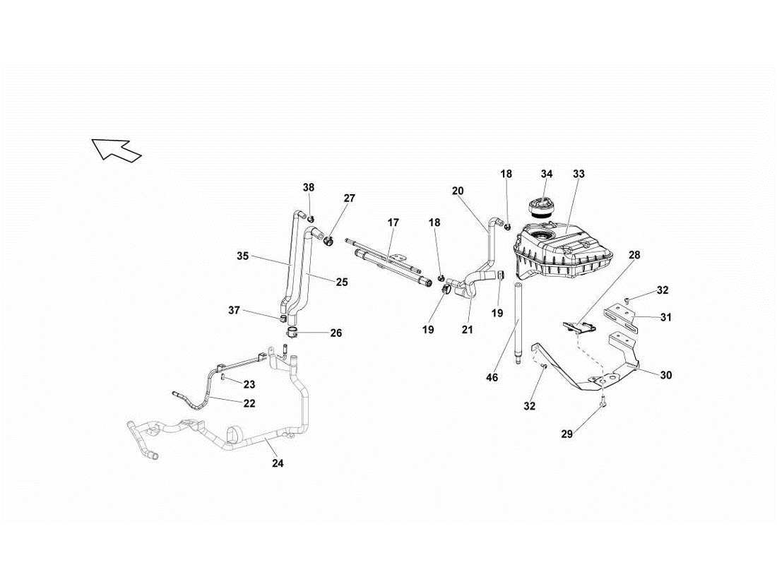lamborghini gallardo lp570-4s perform sistema di raffreddamento ad acqua diagramma delle parti