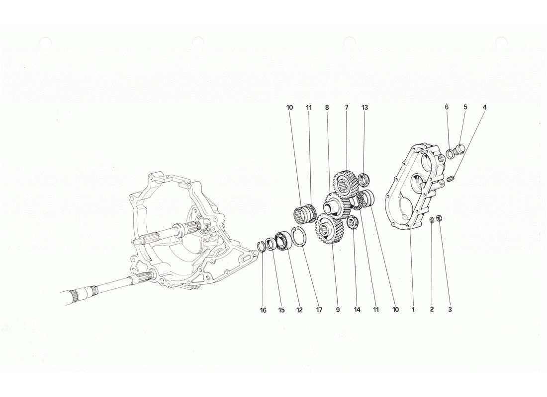 ferrari 208 gtb gts diagramma delle parti della trasmissione del cambio