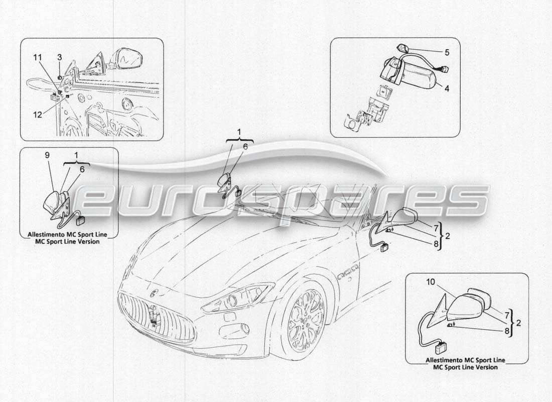 maserati grancabrio mc centenario specchi interni ed esterni diagramma delle parti