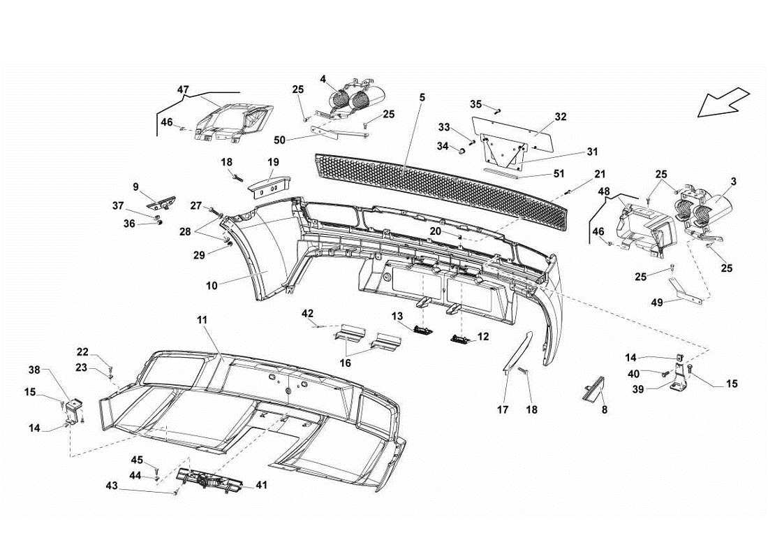 lamborghini gallardo lp560-4s update schema delle parti del paraurti posteriore