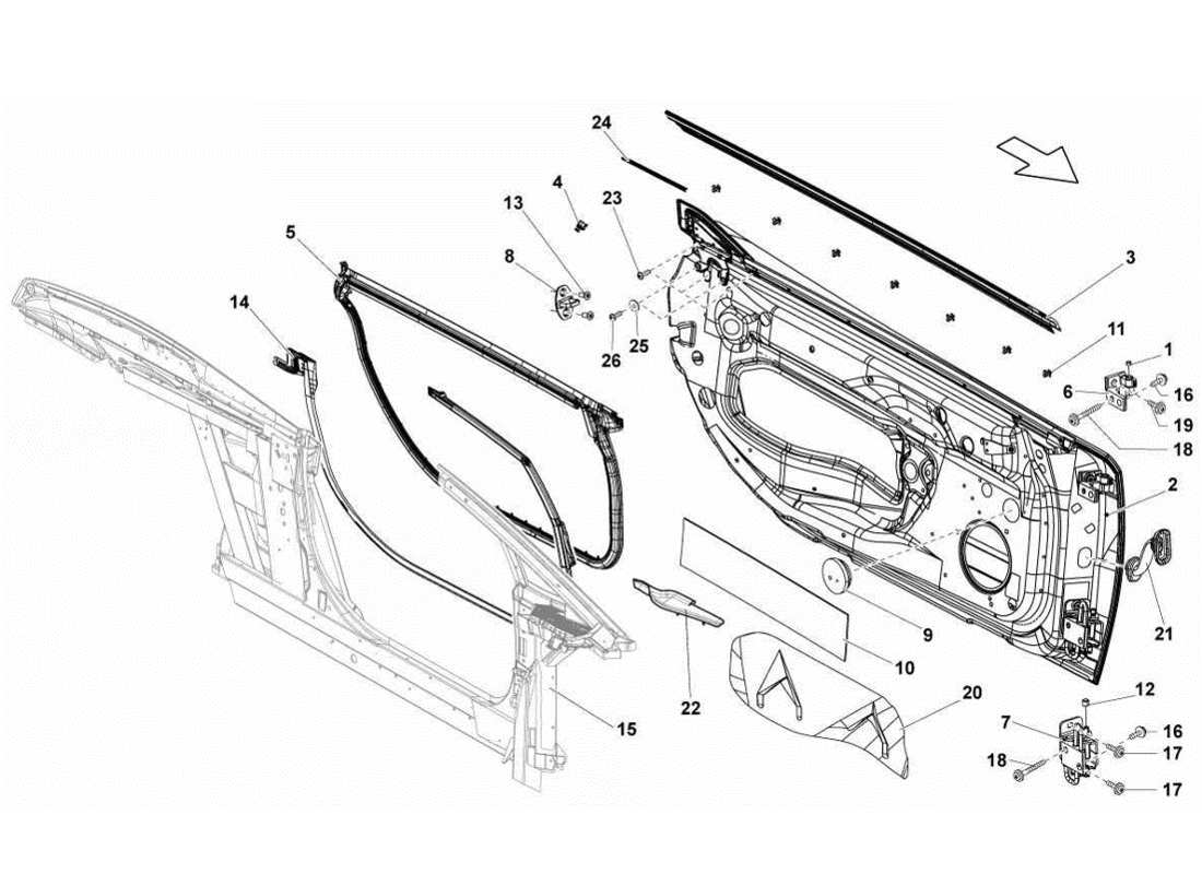 lamborghini gallardo lp560-4s update diagramma delle parti porte