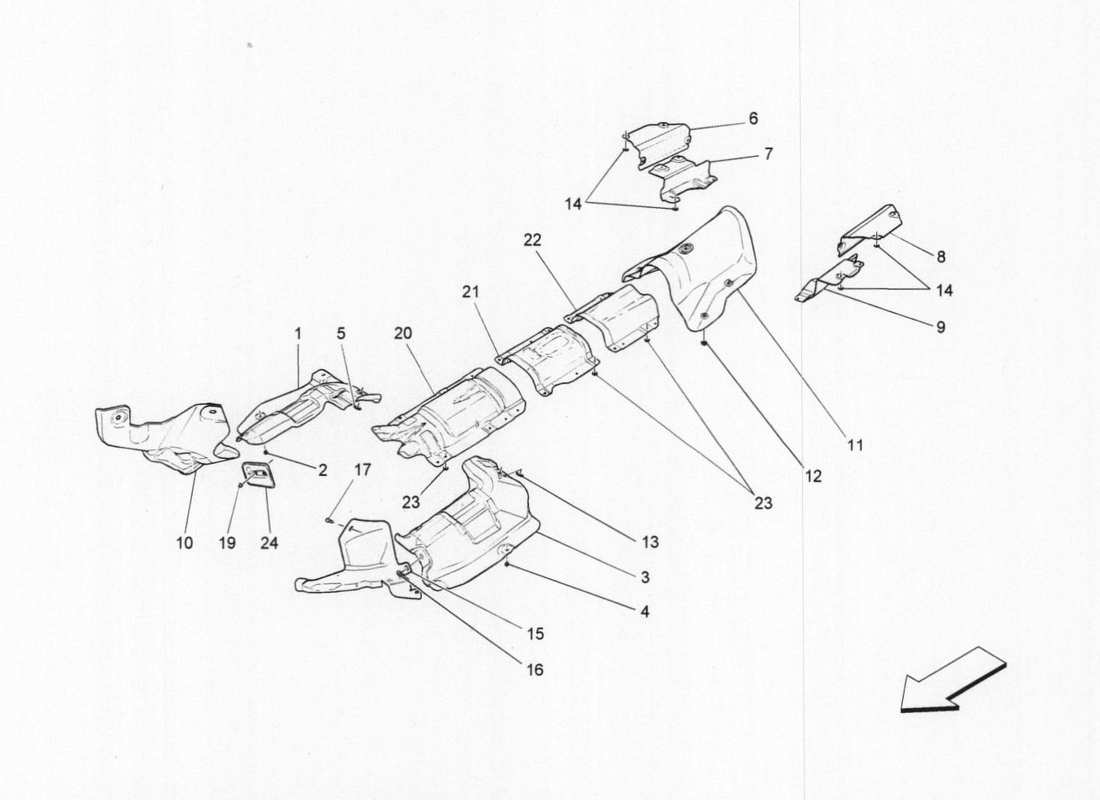 maserati qtp. v6 3.0 bt 410bhp 2015 diagramma delle parti dell'isolamento termico