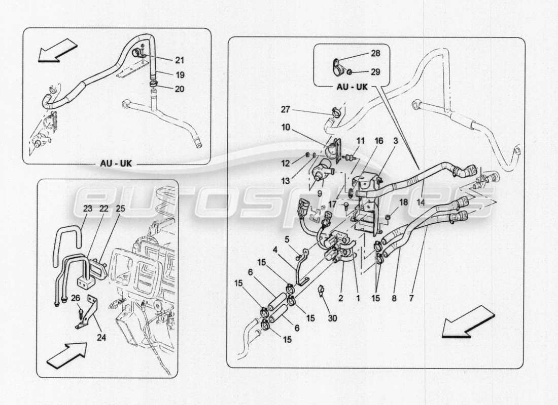 maserati granturismo special edition unità a c: diagramma delle parti dei dispositivi del vano motore