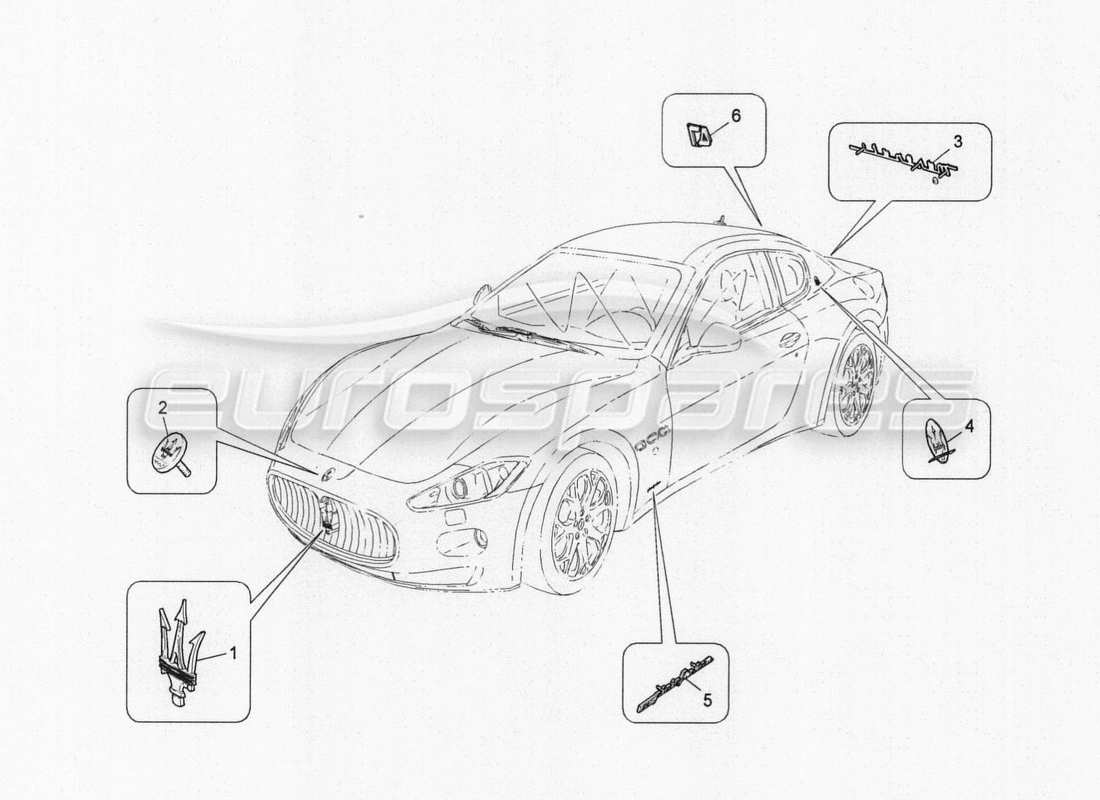 maserati granturismo special edition diagramma delle parti di marchi e simboli