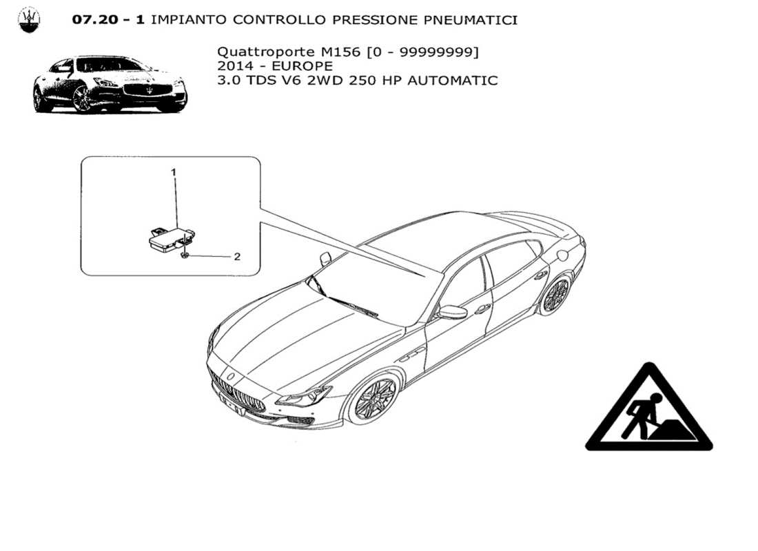 maserati qtp. v6 3.0 tds 250bhp 2014 sistema di monitoraggio della pressione dei pneumatici schema delle parti