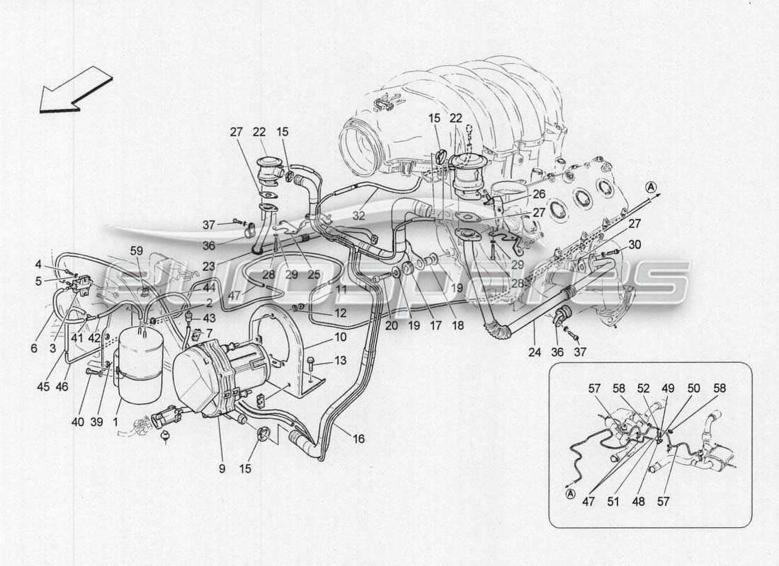maserati grancabrio mc centenario sistema d'aria aggiuntivo diagramma delle parti