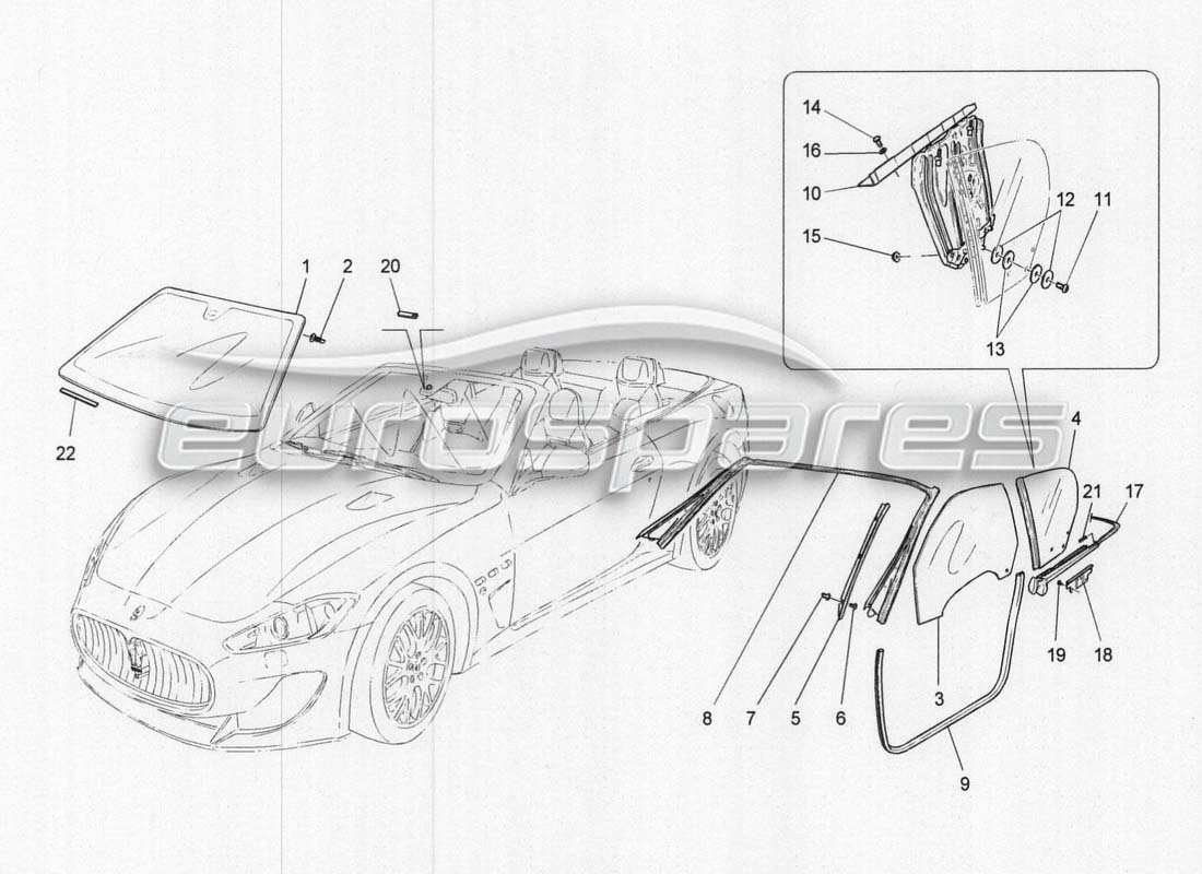 maserati grancabrio mc centenario diagramma delle parti di windows e windowstrips