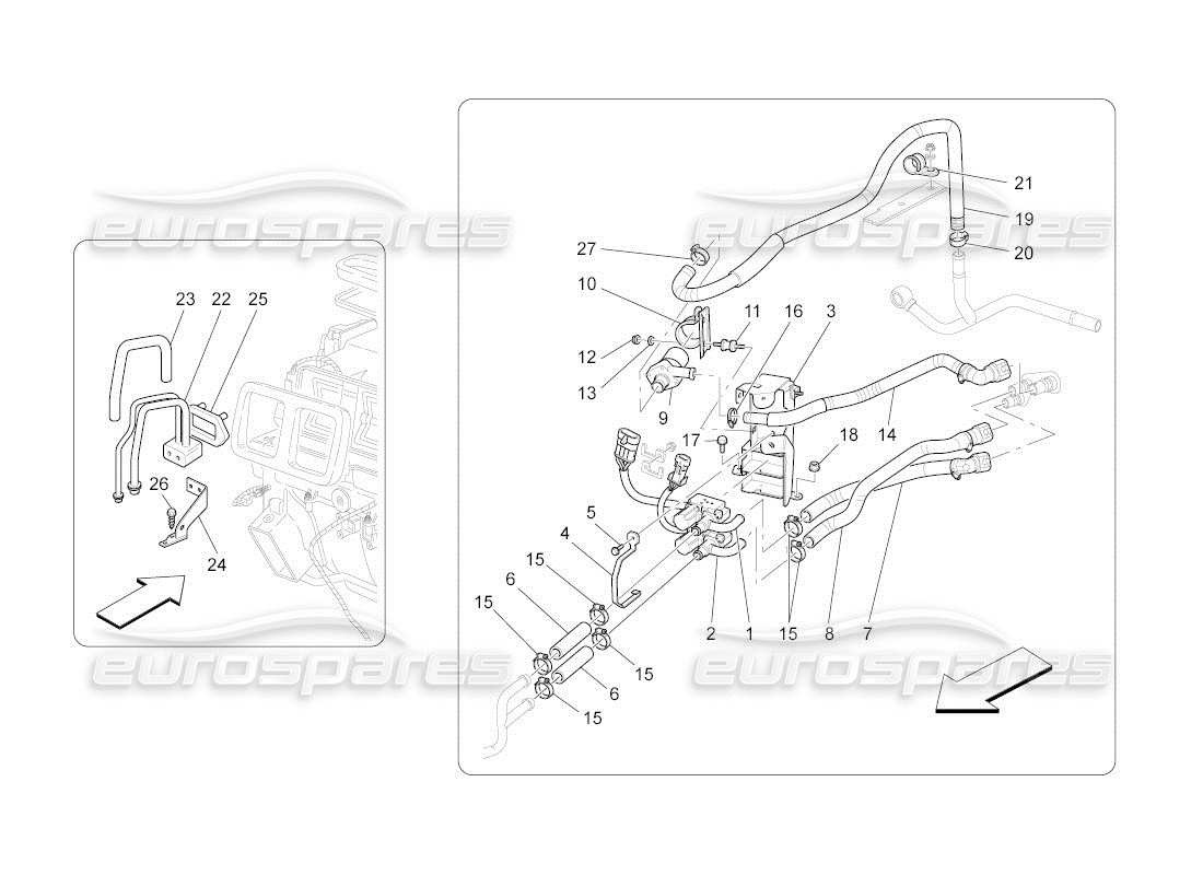 maserati qtp. (2011) 4.2 auto unità a c: diagramma delle parti dei dispositivi del vano motore