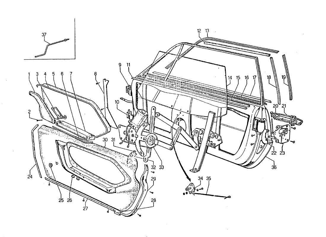 lamborghini jarama porte e cristali diagramma delle parti