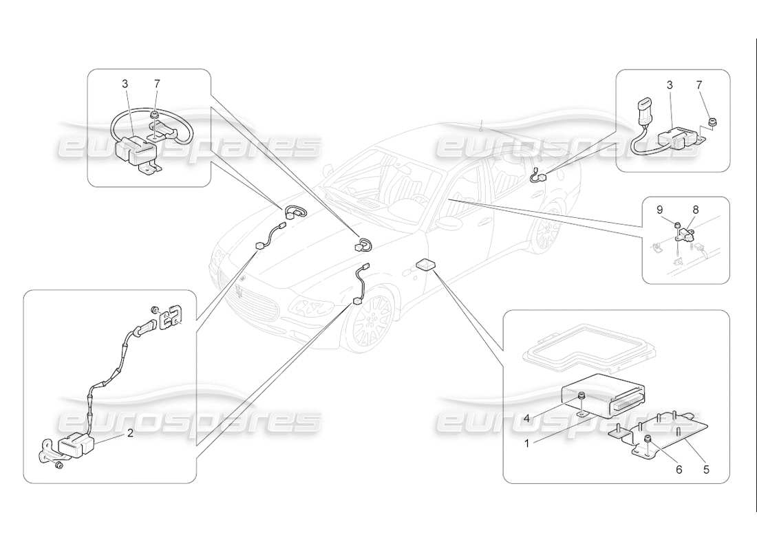 maserati qtp. (2006) 4.2 f1 diagramma delle parti del controllo elettronico (sospensione).