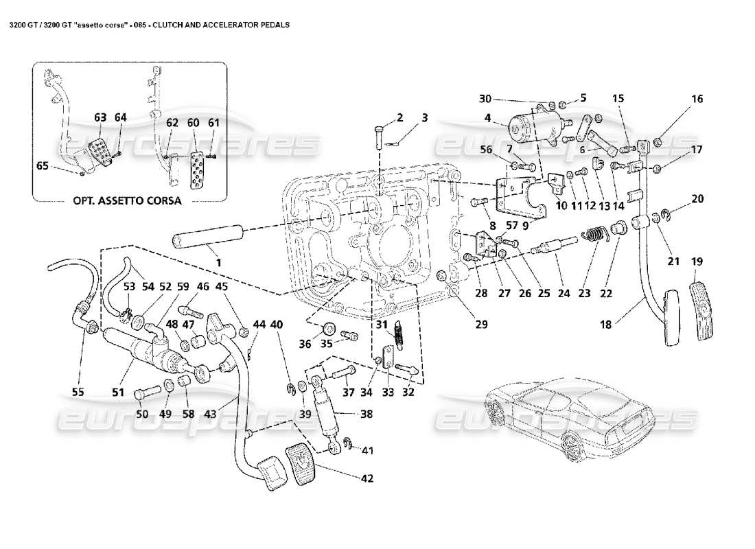 maserati 3200 gt/gta/assetto corsa diagramma delle parti dei pedali frizione e acceleratore