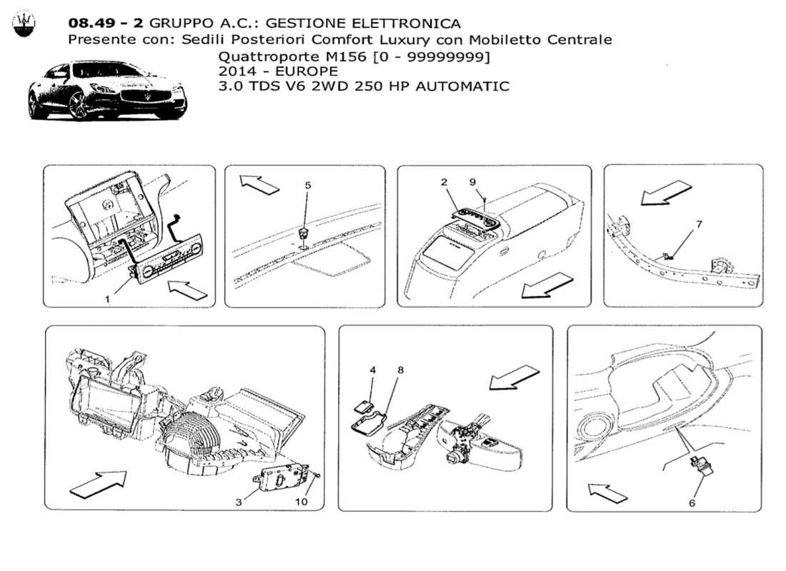 maserati qtp. v6 3.0 tds 250bhp 2014 unità a c: diagramma delle parti del controllo elettronico