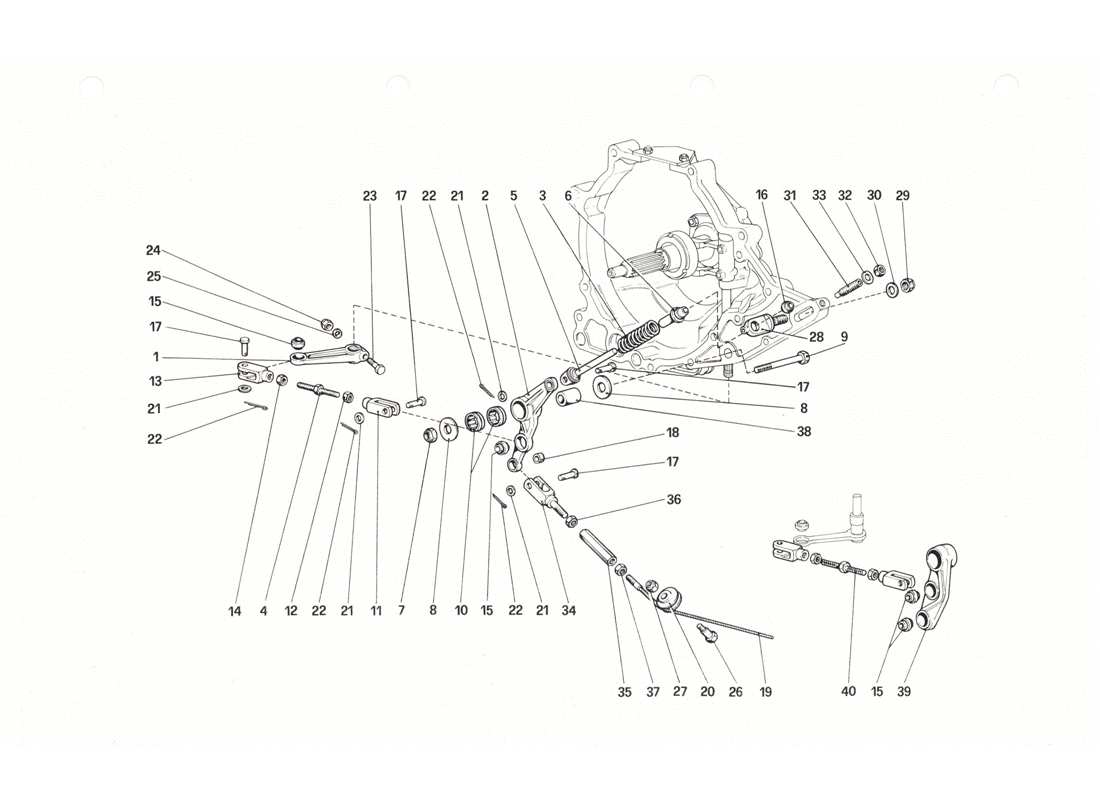 ferrari 208 gtb gts schema delle parti del controllo operativo della frizione