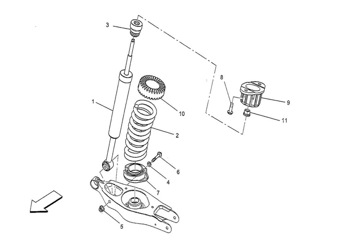 maserati qtp. v8 3.8 530bhp 2014 schema delle parti dei dispositivi ammortizzatore posteriore