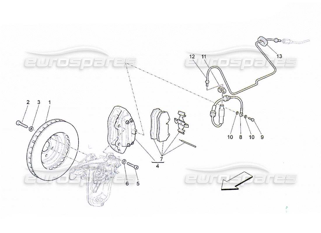 maserati qtp. (2010) 4.2 schema parziale dei dispositivi di frenatura sulle ruote anteriori