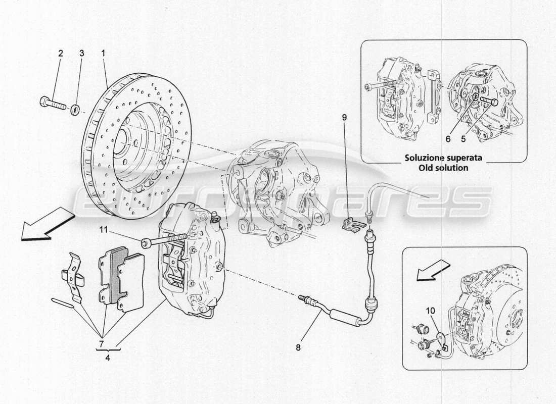 maserati granturismo special edition schema parziale dei dispositivi di frenatura sulle ruote posteriori