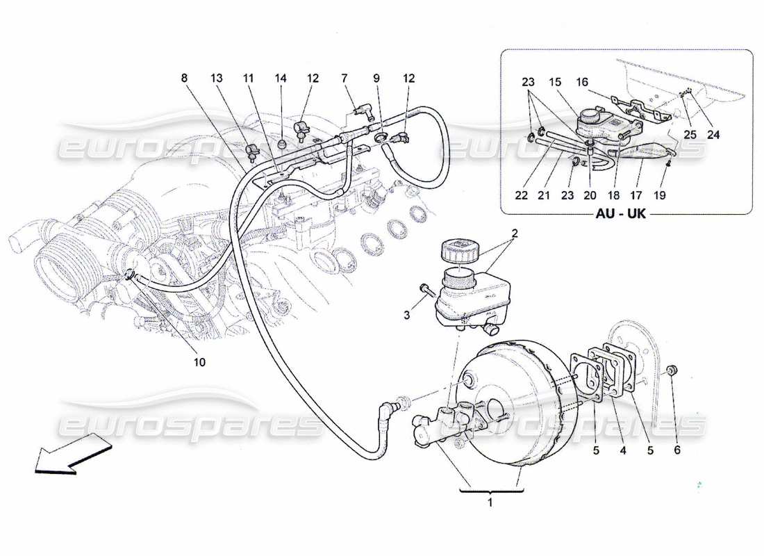 maserati qtp. (2010) 4.7 servofreno diagramma delle parti