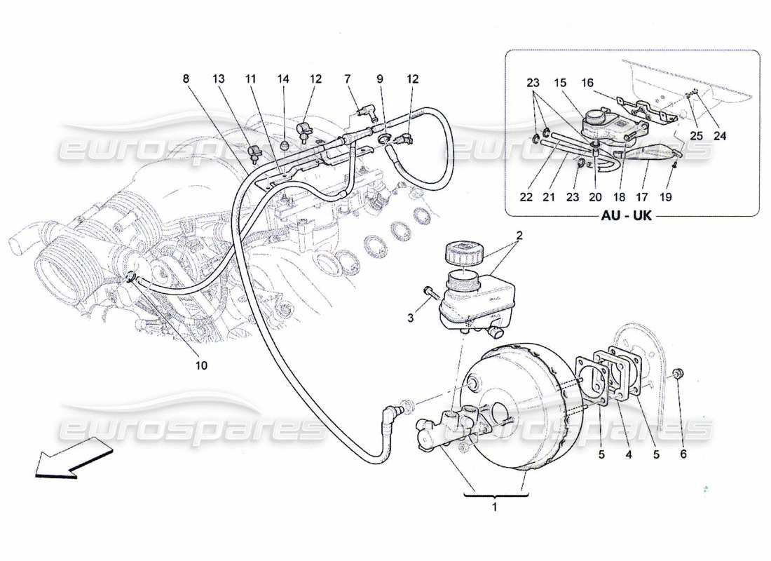 maserati qtp. (2010) 4.7 diagramma delle parti del servosistema freno