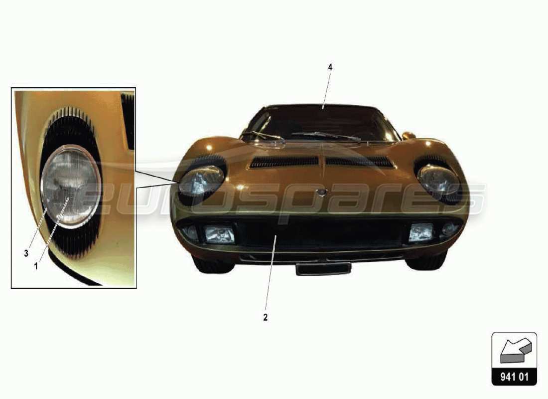 lamborghini miura p400s luci diagramma delle parti