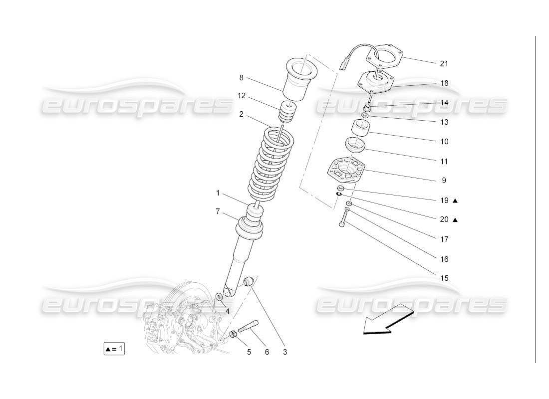 maserati qtp. (2007) 4.2 auto schema delle parti dei dispositivi ammortizzatore posteriore