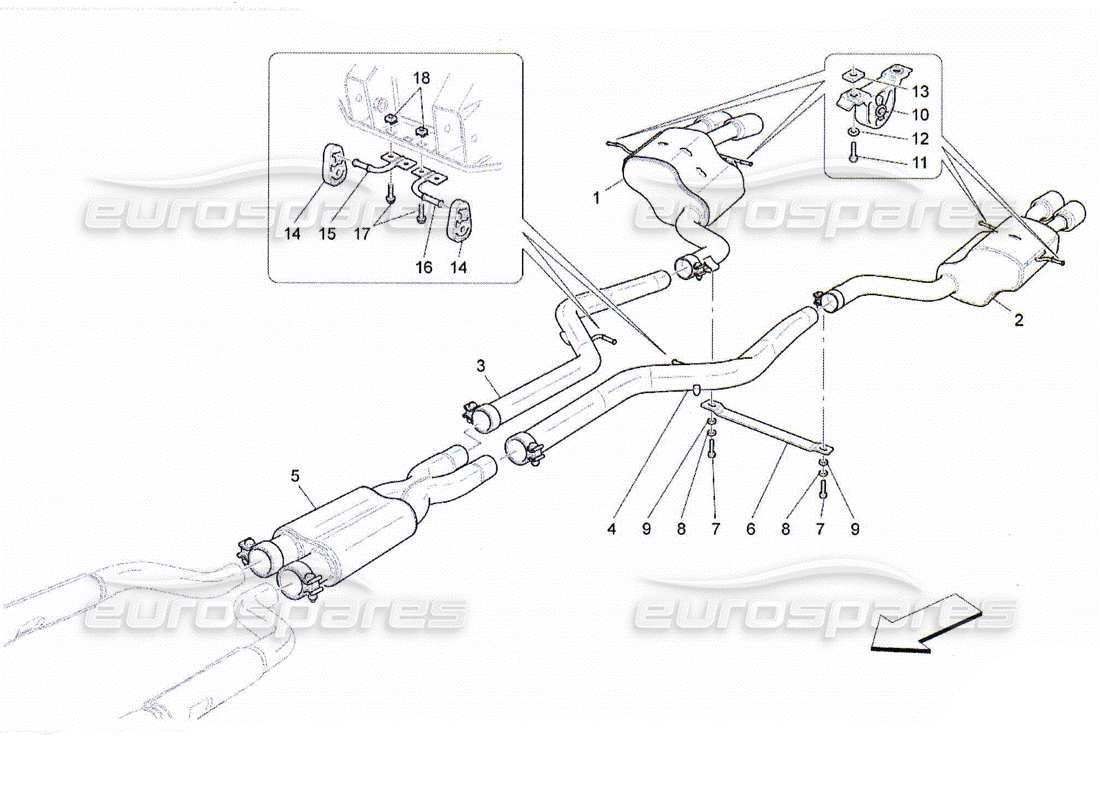 maserati qtp. (2010) 4.2 silenziatori diagramma delle parti