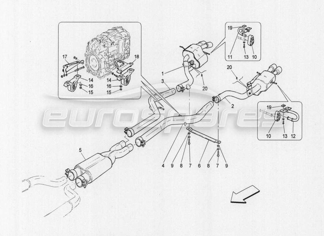 maserati granturismo special edition diagramma delle parti dei silenziatori