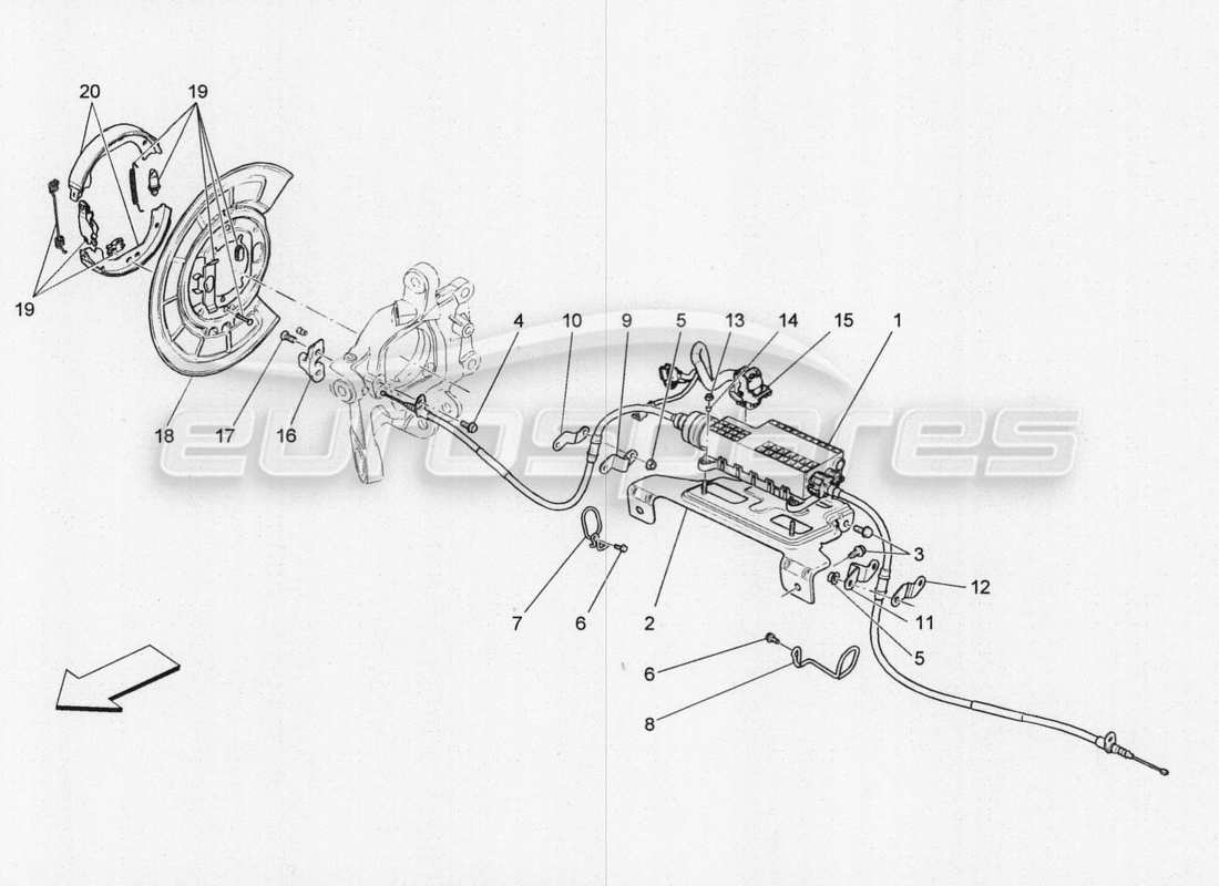 maserati qtp. v8 3.8 530bhp 2014 auto schema delle parti del freno di stazionamento