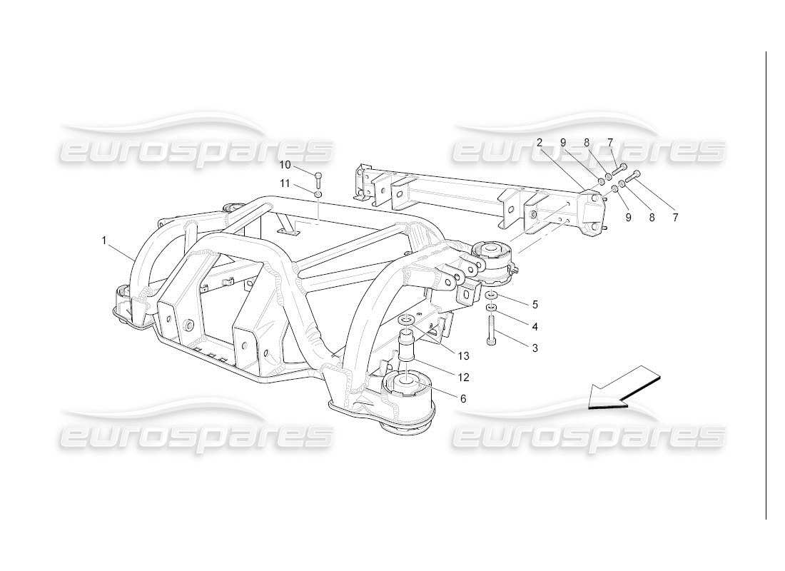 maserati qtp. (2007) 4.2 auto schema delle parti del telaio posteriore