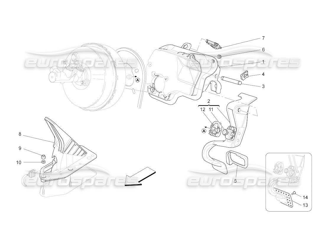 maserati qtp. (2011) 4.2 auto schema completo delle parti dell'unità pedaliera