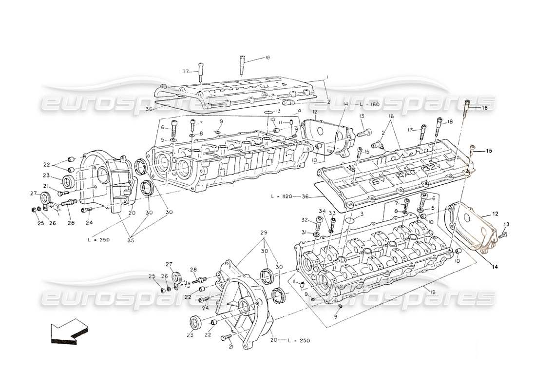 maserati shamal timing camshaft support part diagram