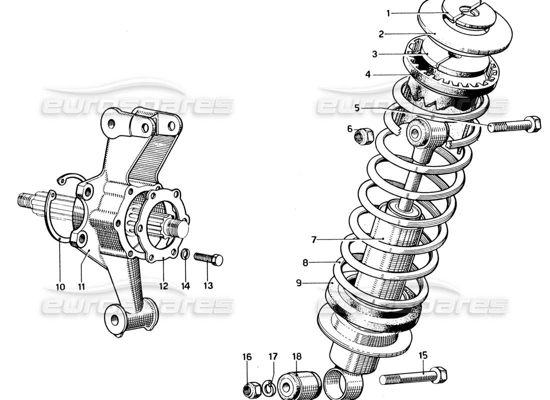 ferrari 330 gtc coupe sospensione posteriore - portaruota diagramma delle parti