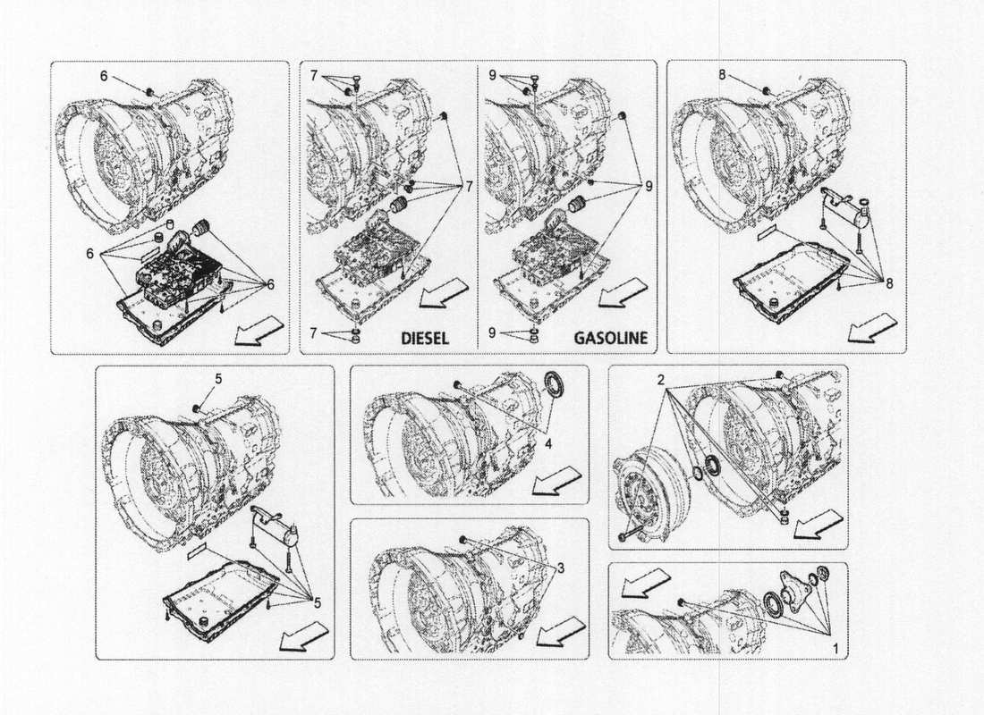 maserati qtp. v6 3.0 bt 410bhp 2wd 2017 diagramma delle parti degli alloggiamenti del cambio