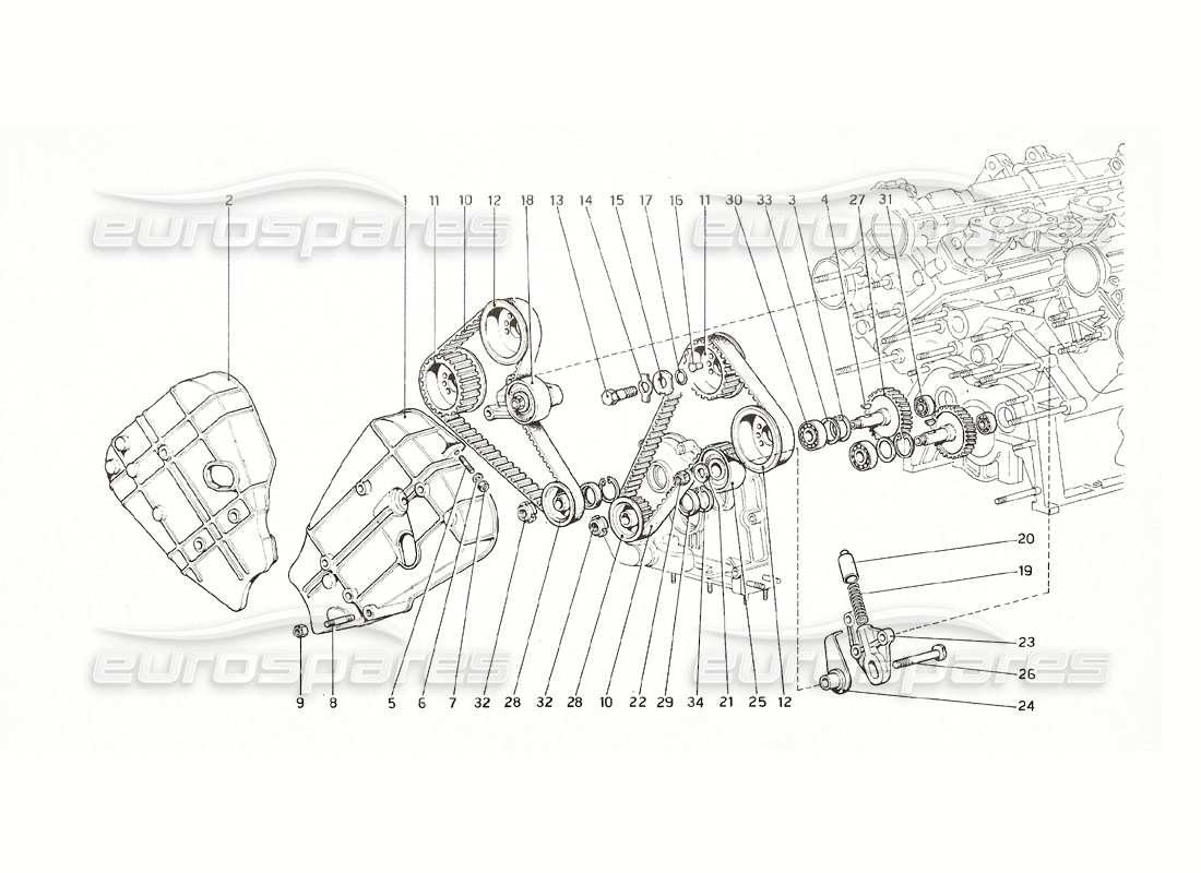 ferrari 308 gt4 dino (1976) sistema di cronometraggio - diagramma delle parti dei controlli