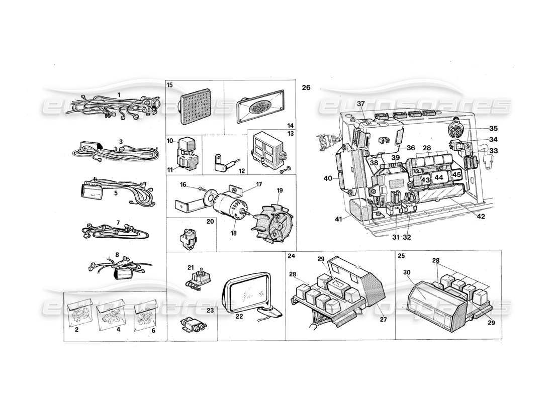 maserati qtp.v8 4.9 (s3) 1979 sistema elettrico diagramma delle parti